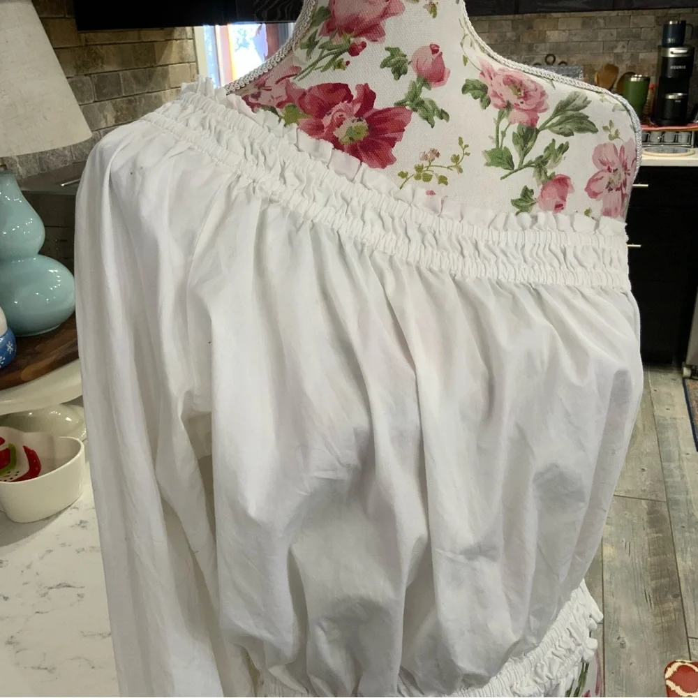 Free People Anabelle Asymmetrical Top One Shoulder White Cotton Womens Small